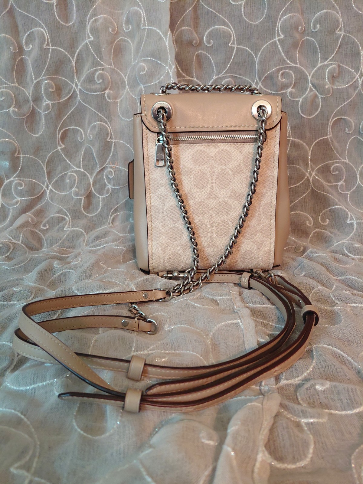 Coach 2019 Parker Signature Beige Convertible Mini Backpack
