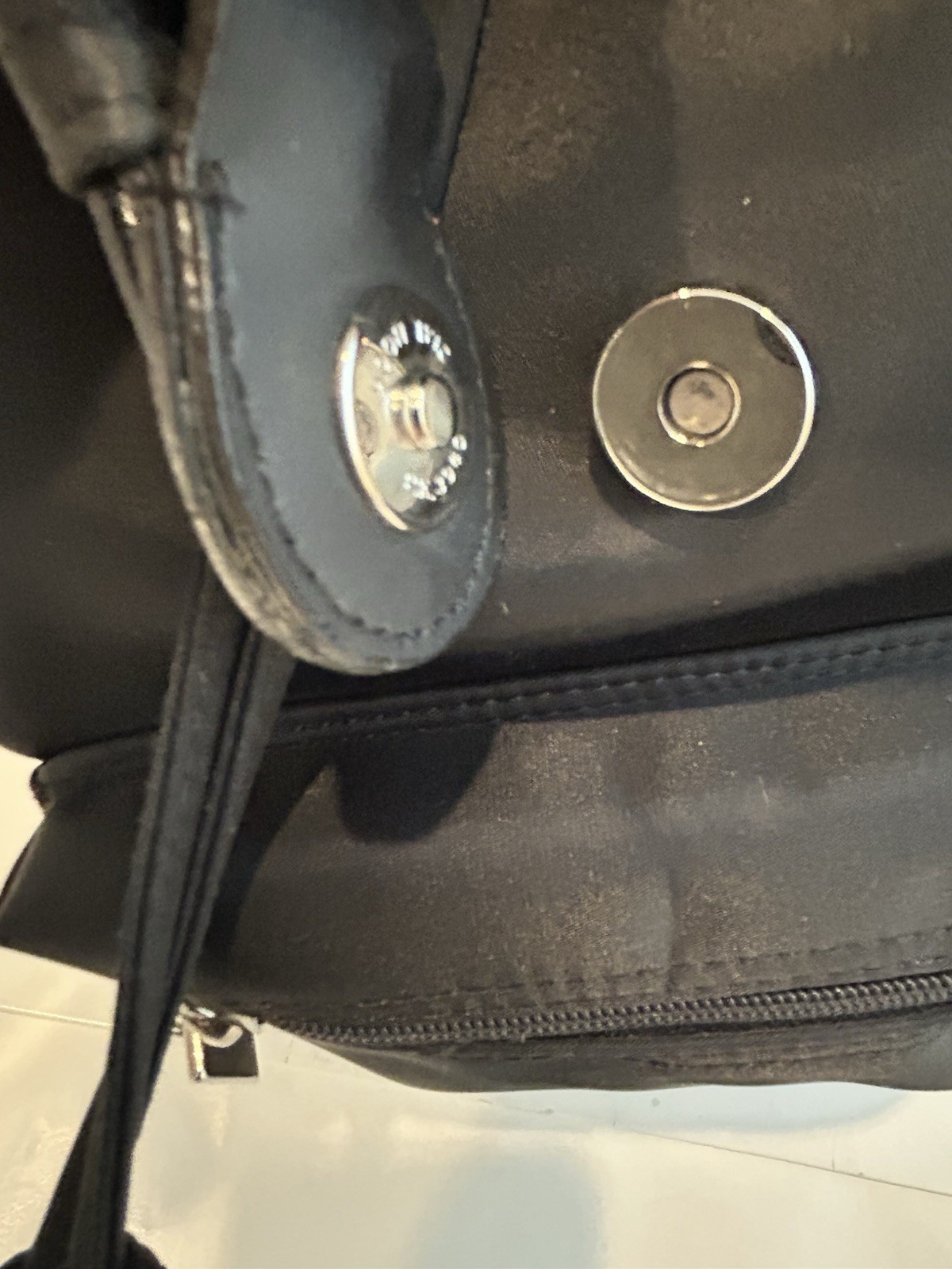 Vintage DKNY Nylon Black Backpack (Creative Excellence) EUC 13×12 In Side Zipper