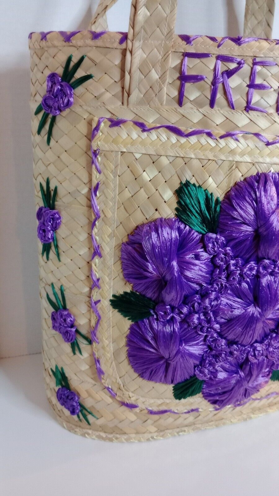 Large Handmade Woven Bag 1970’s Style 16 Inches Tall