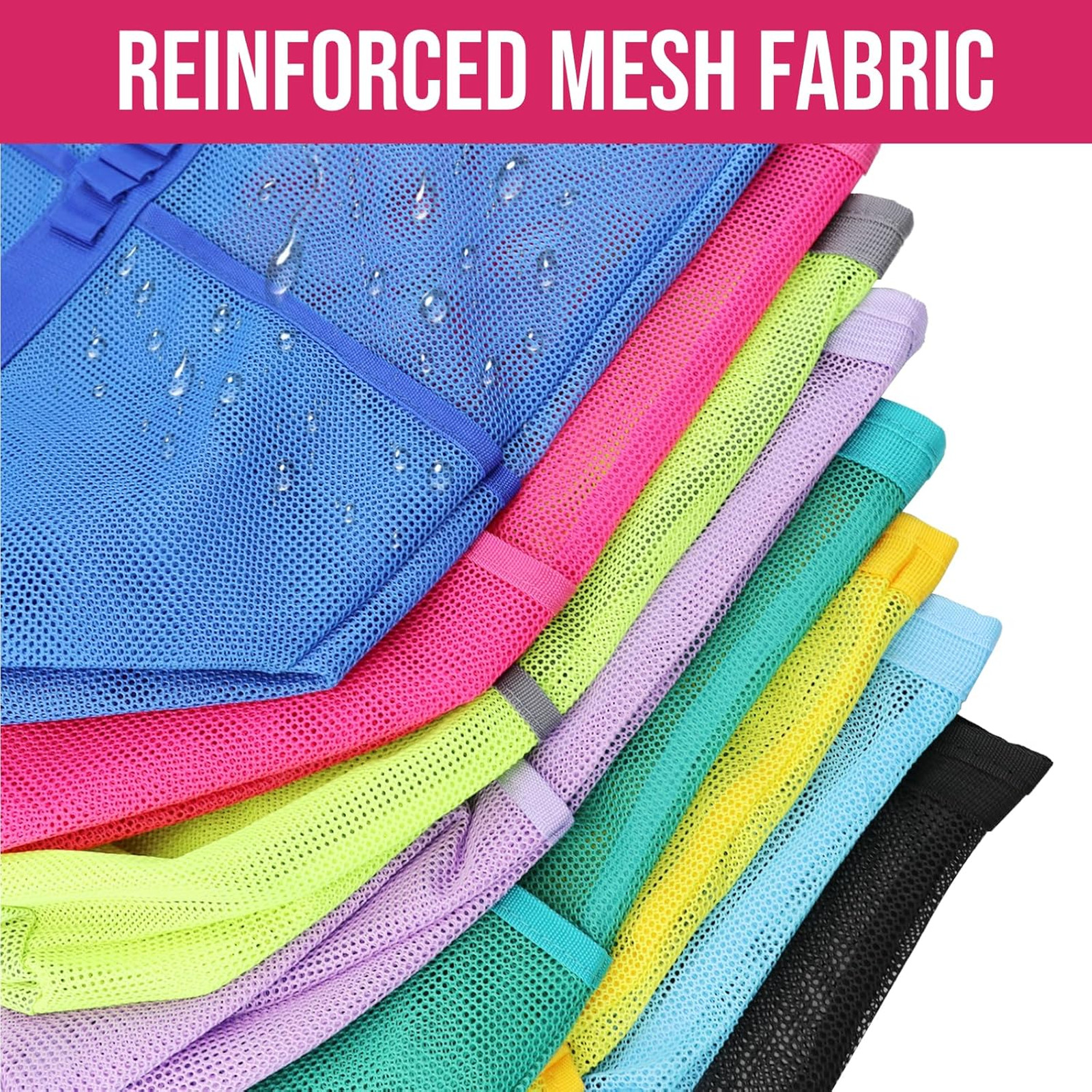 Large Mesh Beach Tote Bag Reinforced Hard Bottom Foldable Summer Vacation Travel