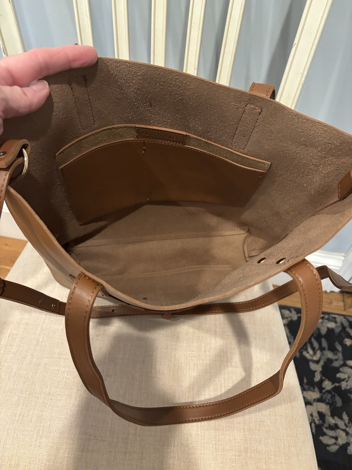 Henny Lev Women’s Tote Handbag Vegan Leather, Brown Henny + Lev
