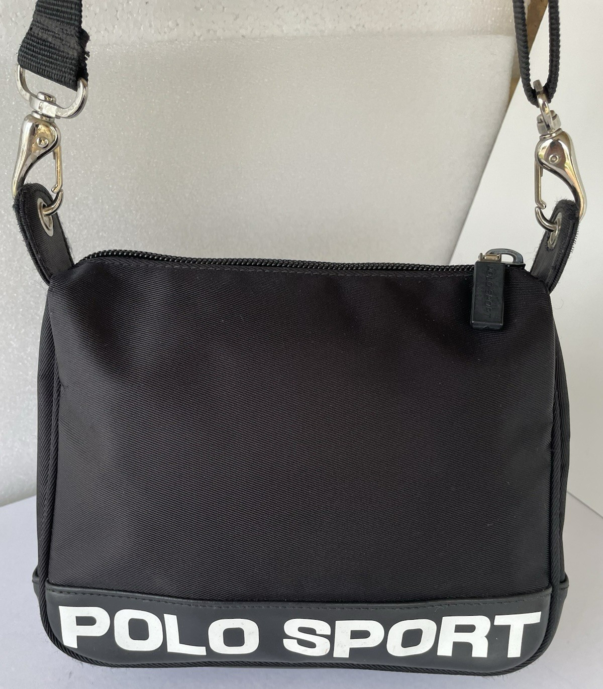 Ralph Lauren Polo Sport Logo ~ Blk. Nylon Crossbody Shoulder Bag Zip~ Y2K ~EXCEL