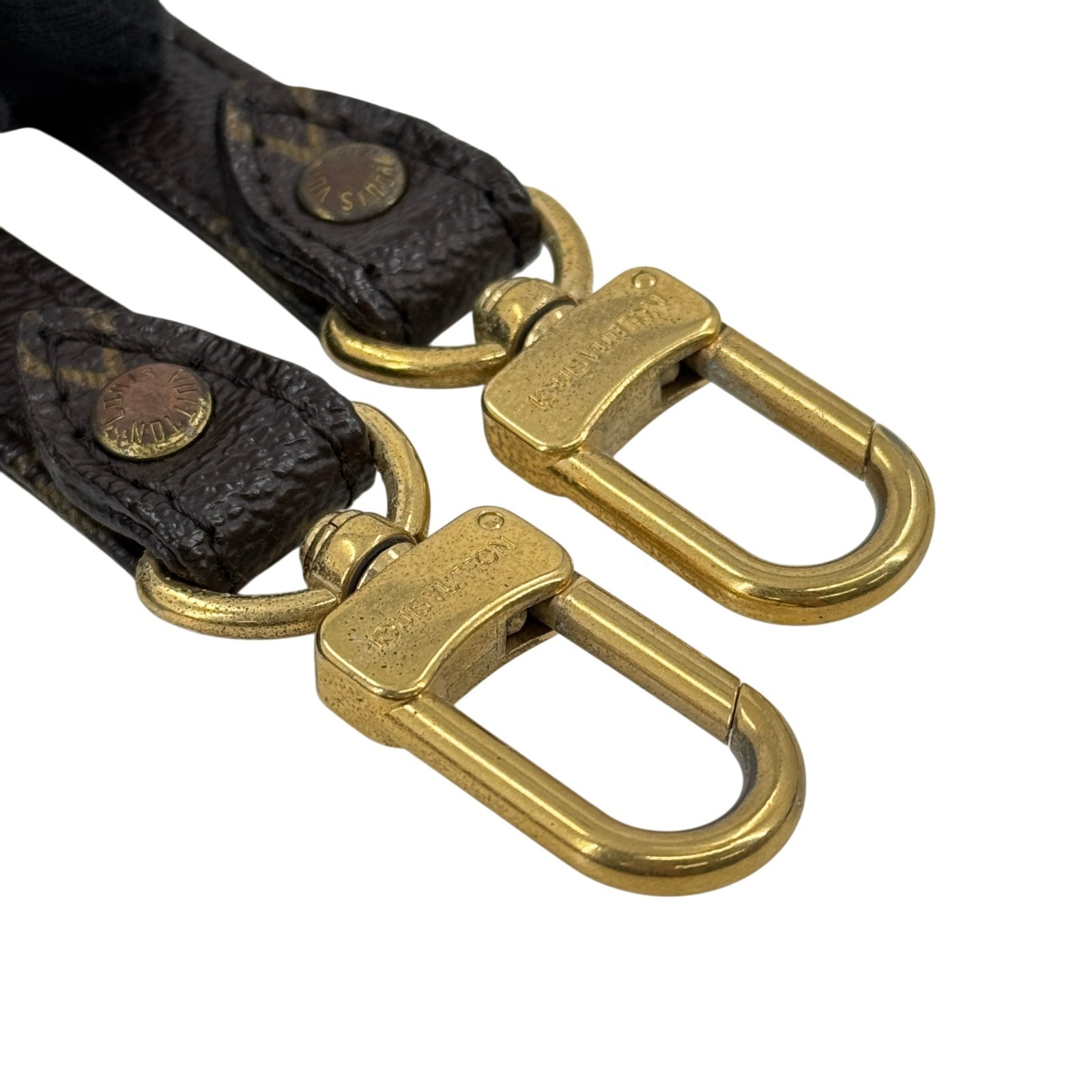 LOUIS VUITTON Non-Adjustable Shoulder Strap Monogram Canvas Gold Tone Clasp
