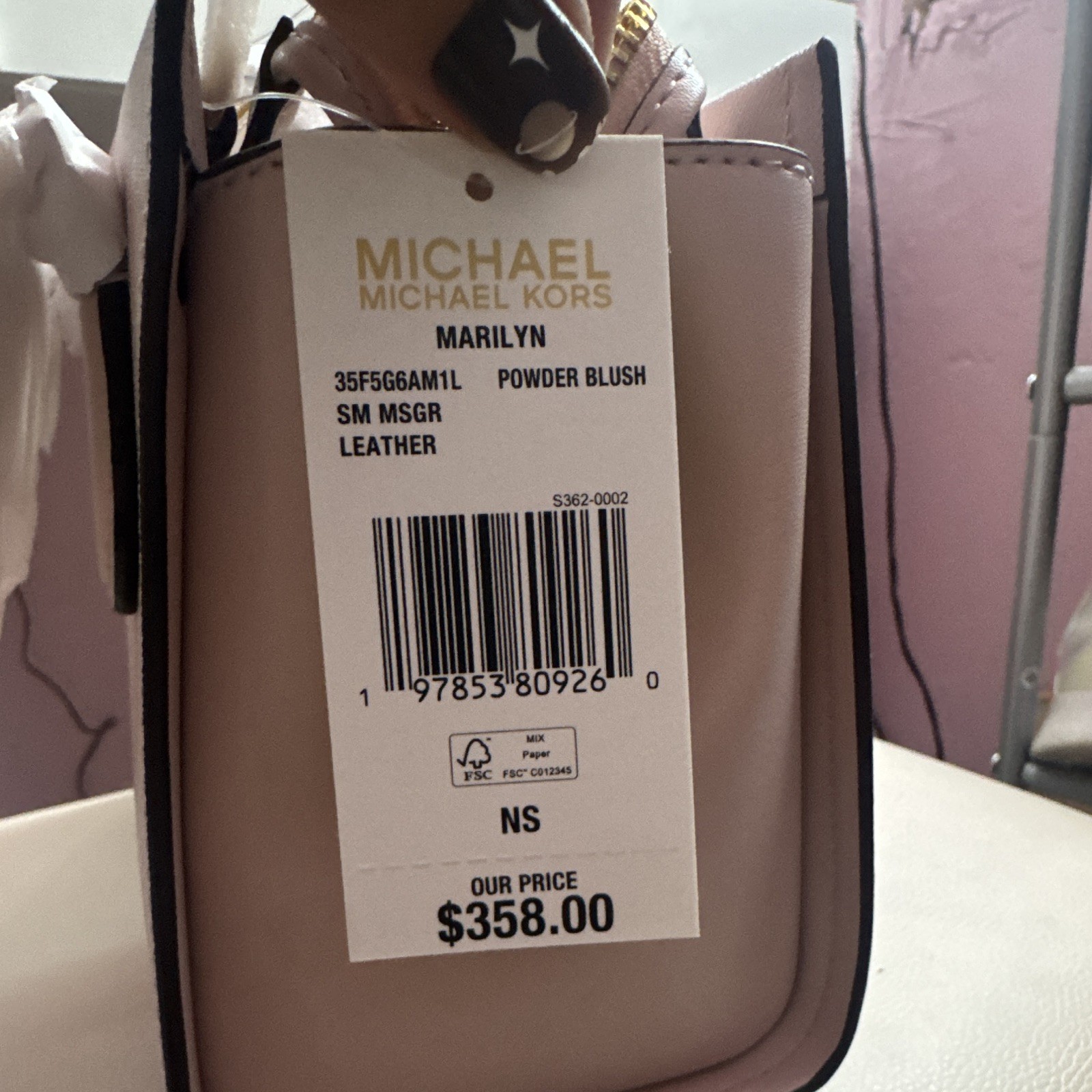 Michael Kors Small Satchel/Top Handle Bag Powder Blush Gold Detachable Strap