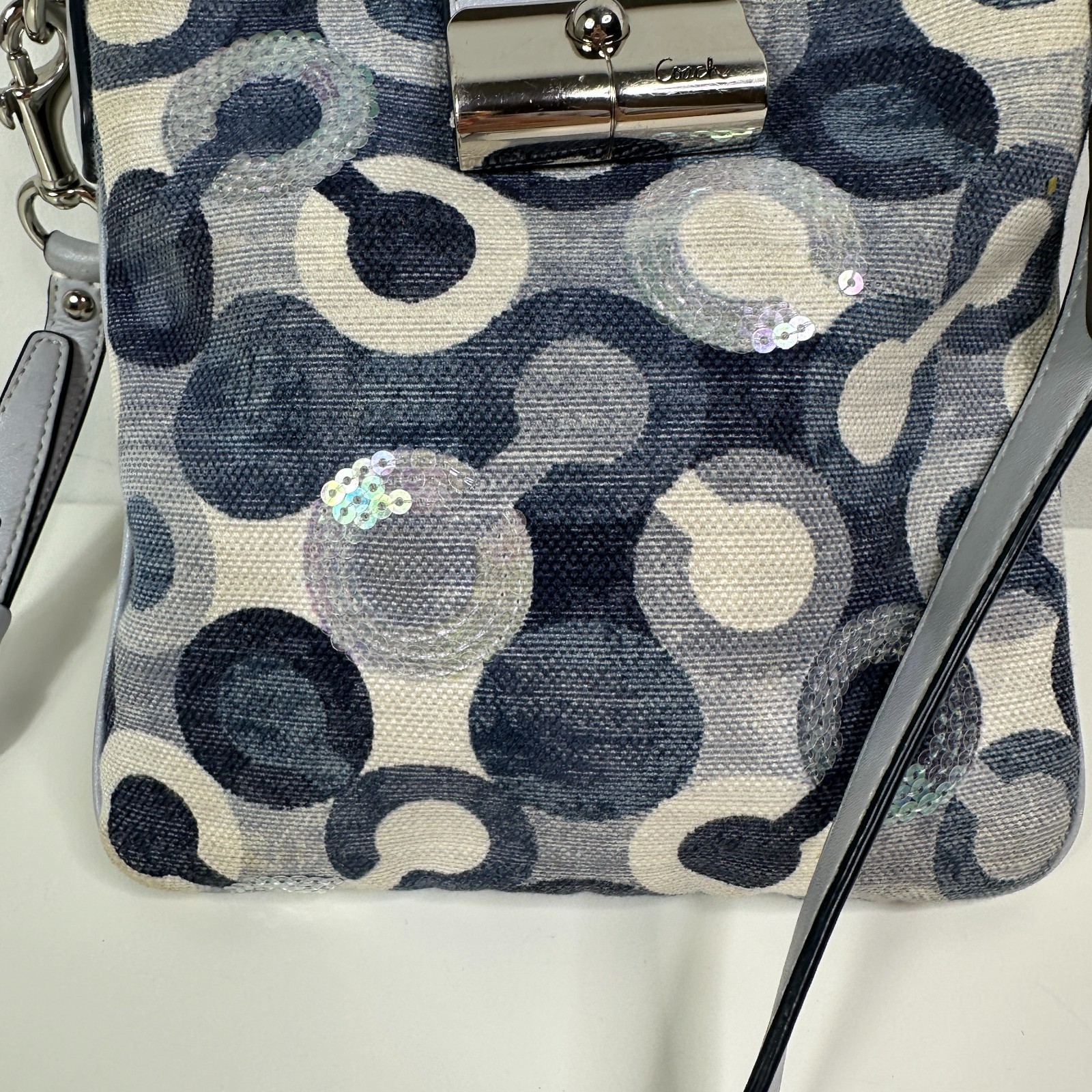 Coach Kristin Swing Bag Crossbody Sequin Signature Blue 43725