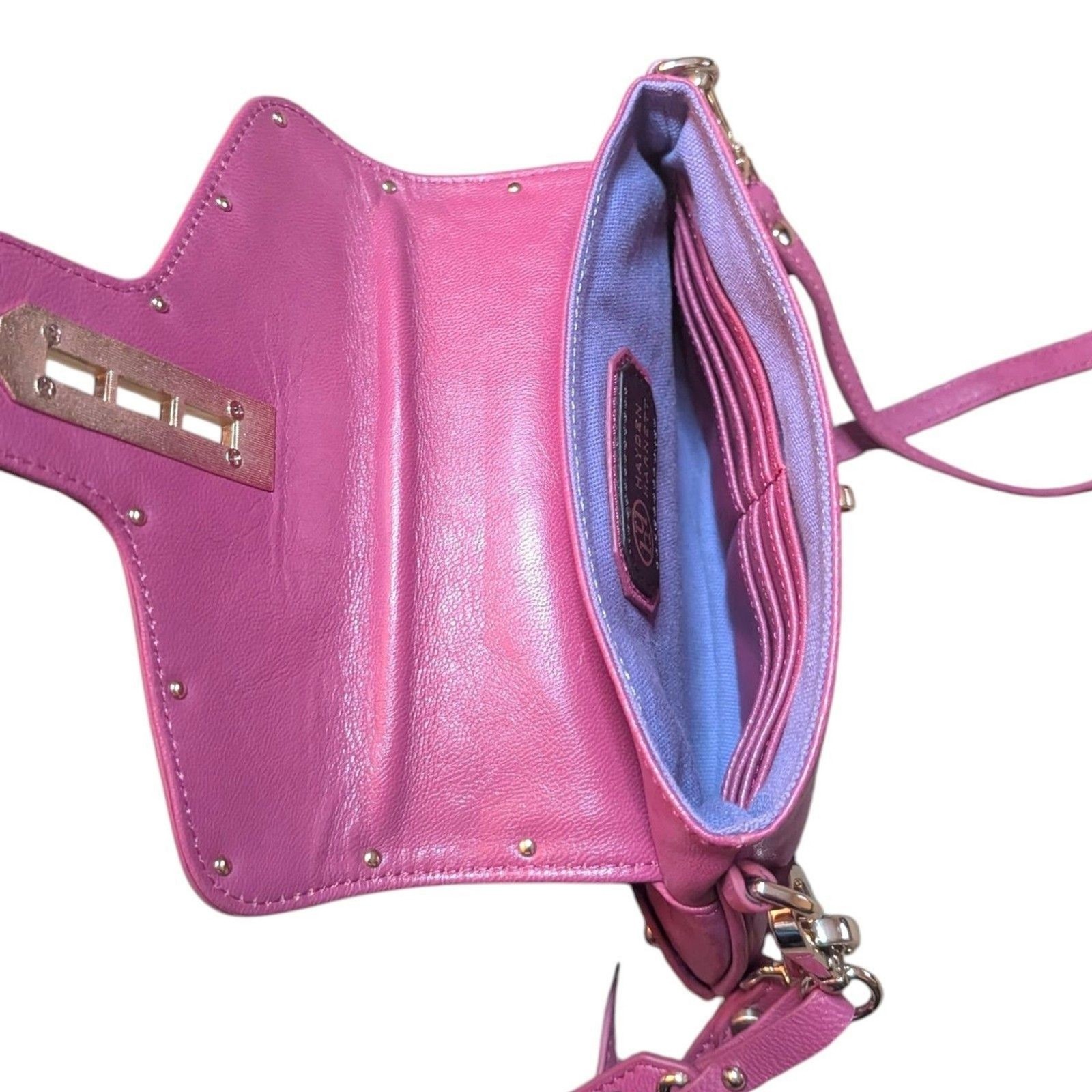 Hayden Harnett Leather Flap Fuchsia Small Shoulder Bag Crossbody Purse
