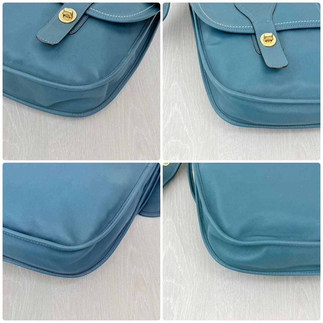 Auth Coach Legacy Erin Bleecker Street Leather Shoulder Bag Limited Stripe Blue