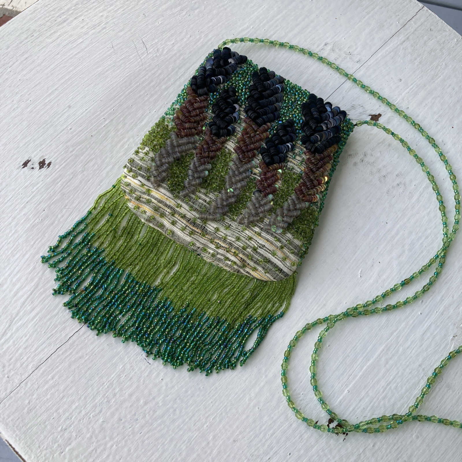 SANTI Artisan Beaded Petite Bag Excellent Condition 19” Drop 4.5 X 5 Inches