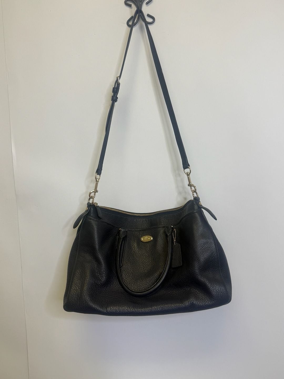 Coach F35185 Morgan Satchel/Shoulder Bag in Midnight Pebbled Leather