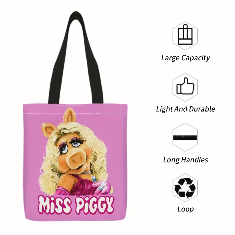 New Soft Polyester 2D Printed Retro Shoulder/ Tote Bag 13 x 15~ Miss Piggy