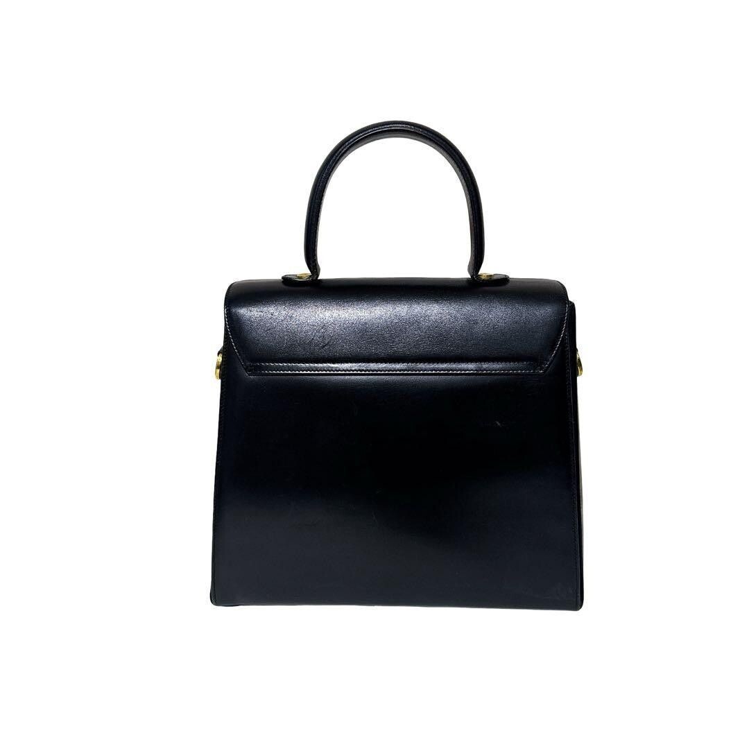 Salvatore Ferragamo Gancini Black Leather Top Handle Handbag Gold Hardware 72