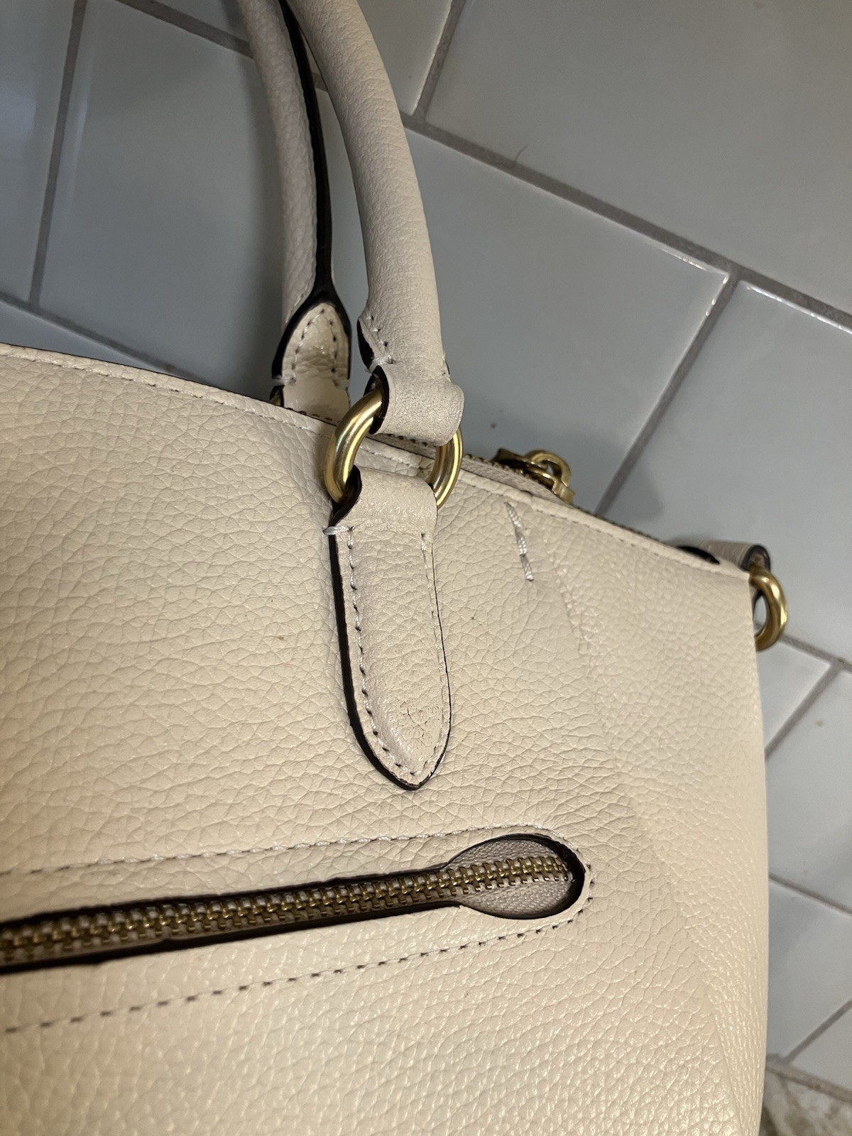 Coach Elise Satchel pebble leather crossbody bag 79316 Beechwood Cream