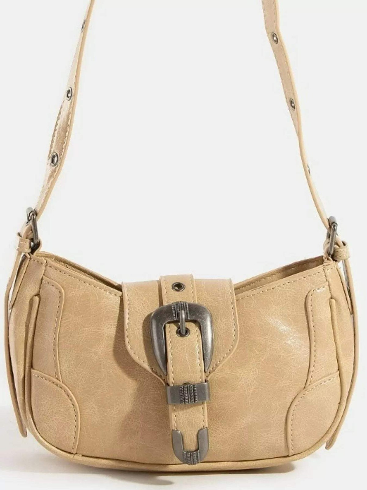 Western Buckle Accent Multi Panel Shoulder Bag