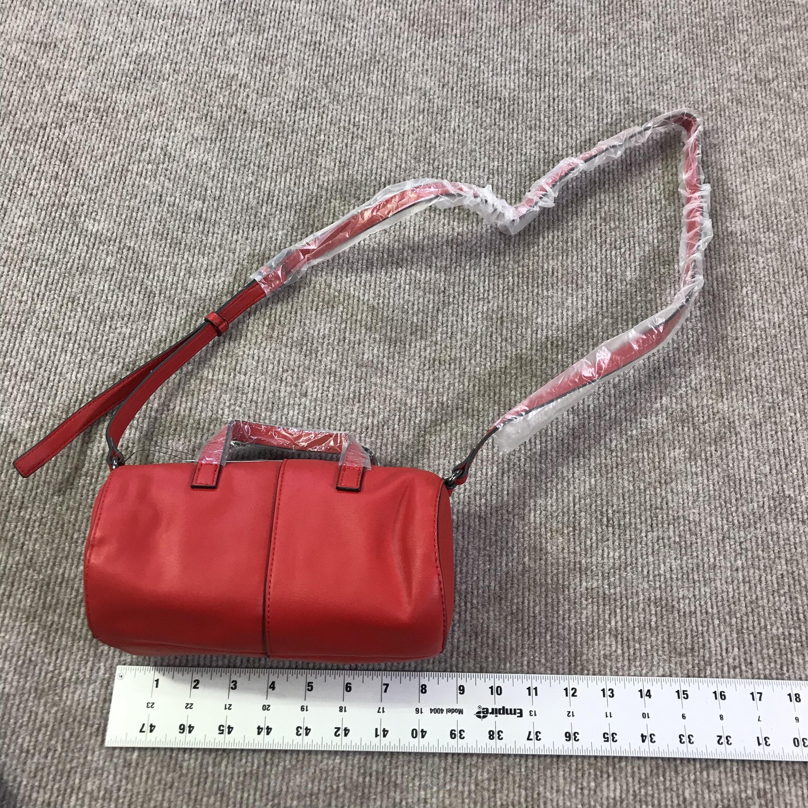 Simply Vera Vera Wang Cylinder Bag Womens Red Vegan Leather Crossbody Handbag
