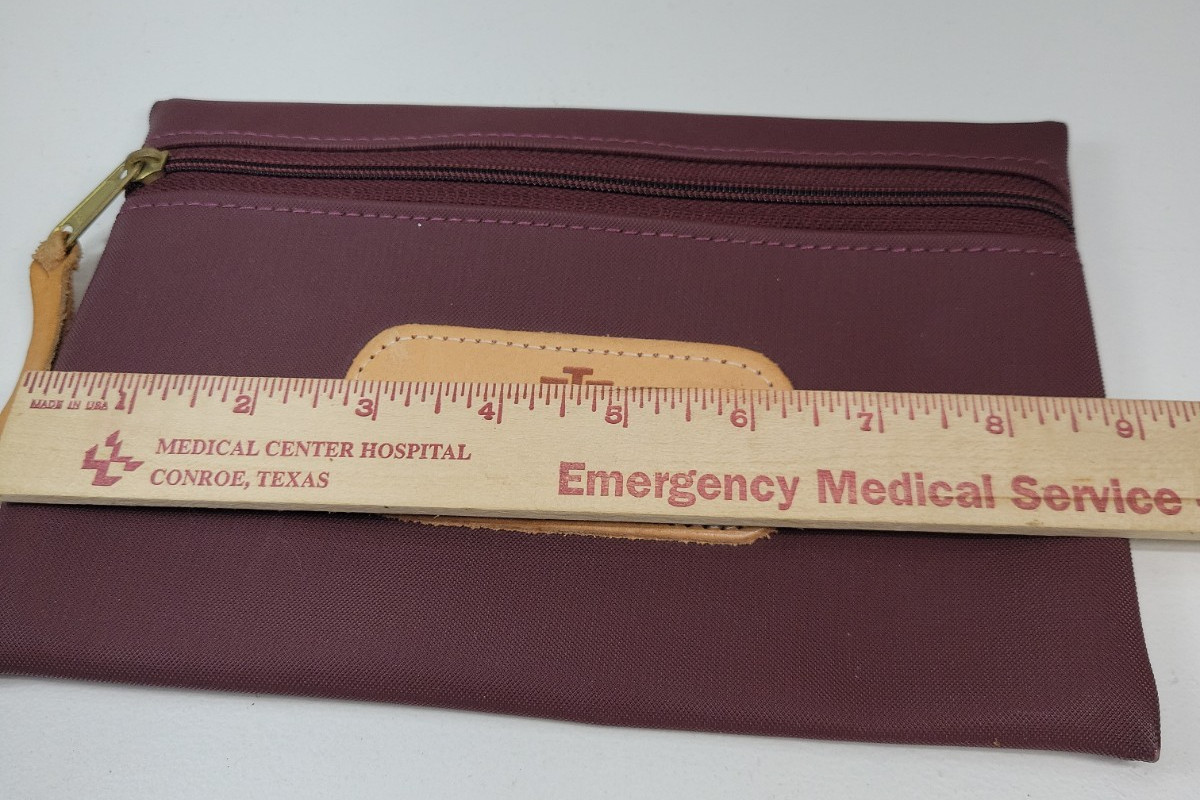 Jon Hart 8.5″ X 5.5″ Brown Coated Canvas Leather Trim Cosmetic Bag Pouch