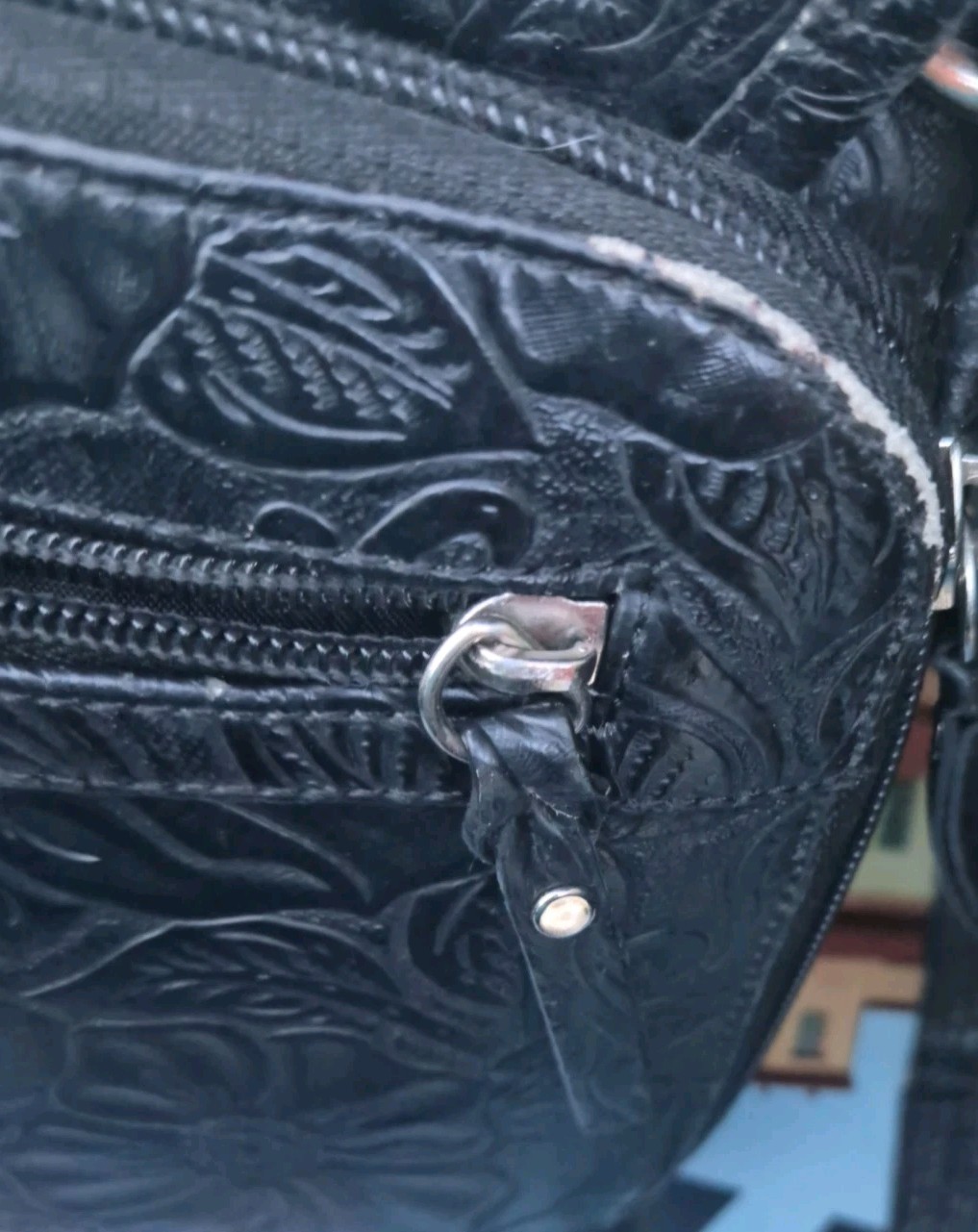 Gun Tote’n Mamas GTM-108 Tooled Leather CCW Crossbody Bag Floral Black Crossbody