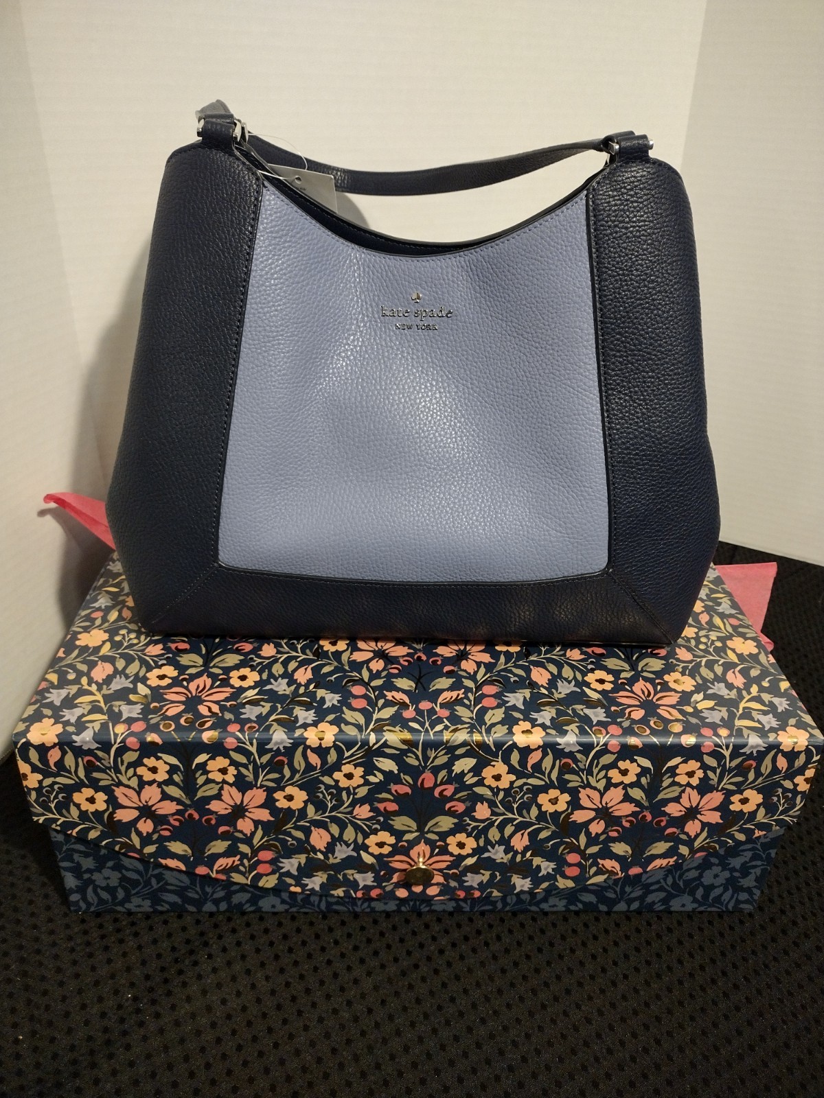 Kate Spade New York Blue/Black Colorblock Shoulder Bag, Zip, Lined, Pockets