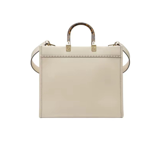 FENDI Sunshine Mini Leather Tote for Women White 13.8*6.7*12.2 in