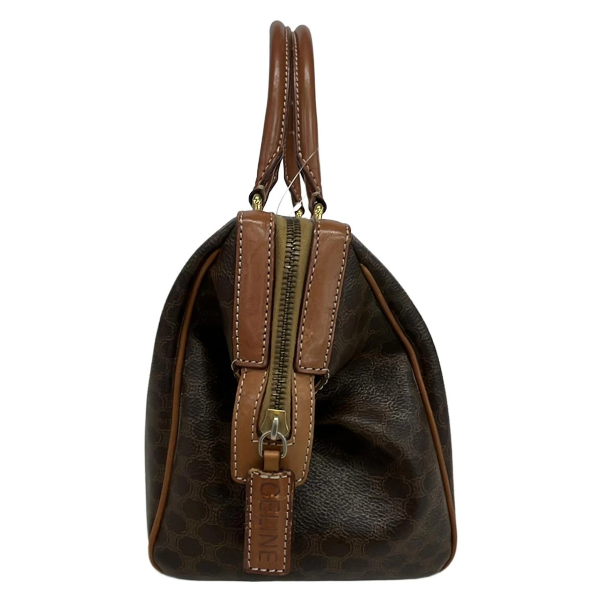 CELINE Macadam Brown Dark Brown PVC Leather Handbag