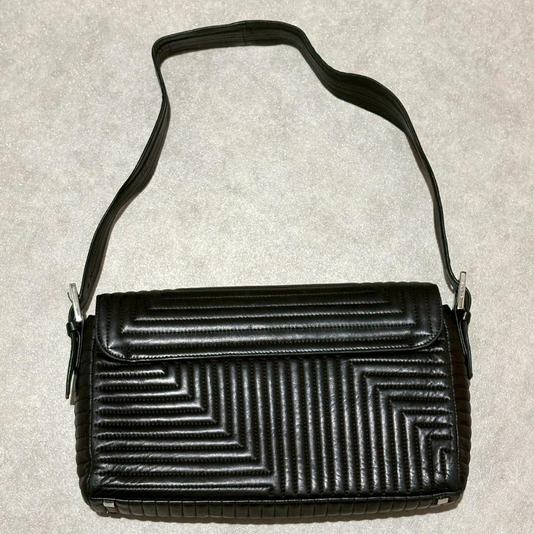 BALLY Quilted Bag Geometric Black Y2K 22a