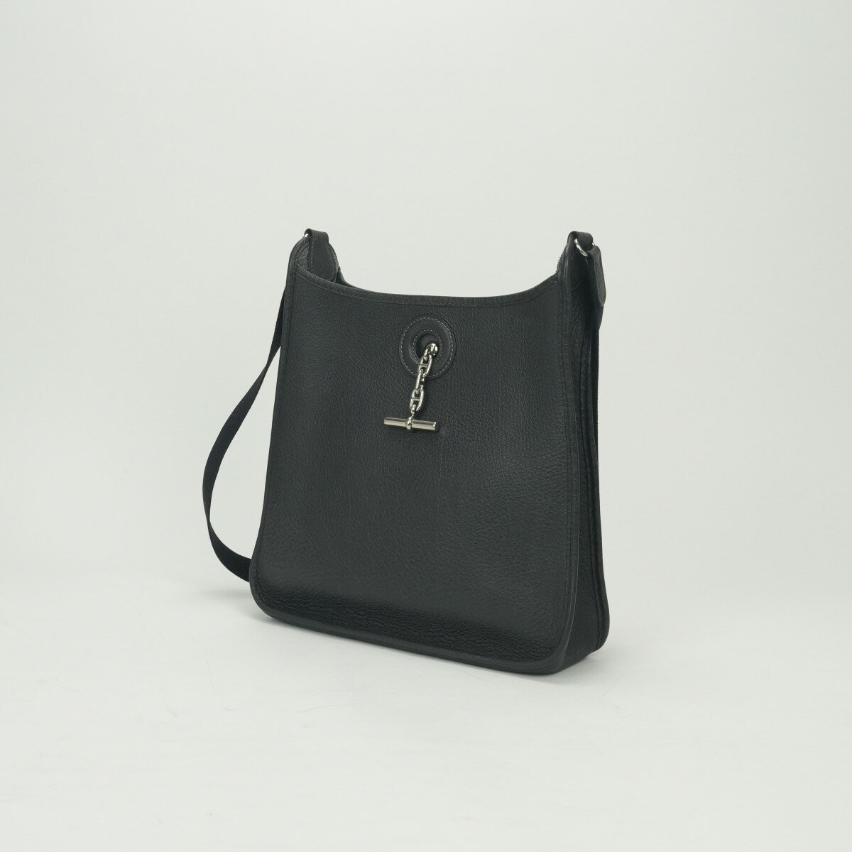 Hermes Vespa PM Crossbody Shoulder Bag 11in Veau Buffle Leather Graphite Gray 99
