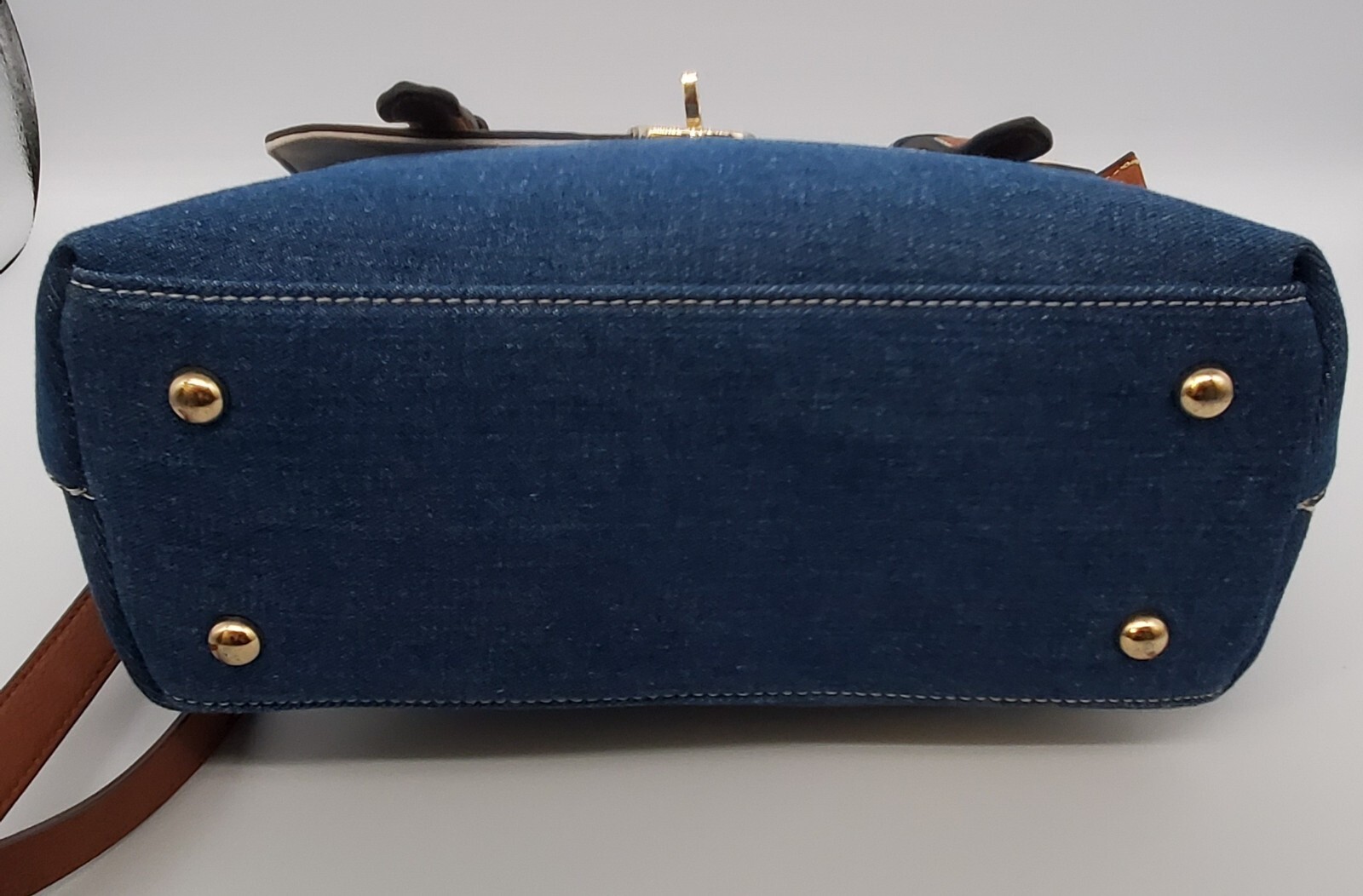 Coco + Carmen Women’s Handbag Blue And White With Brown Straps Crossbody Bag