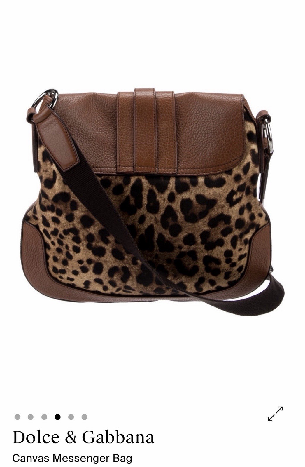 Dolce & Gabbana Brown Animal Print Messenger Bag Flap Silver Hardware Strap