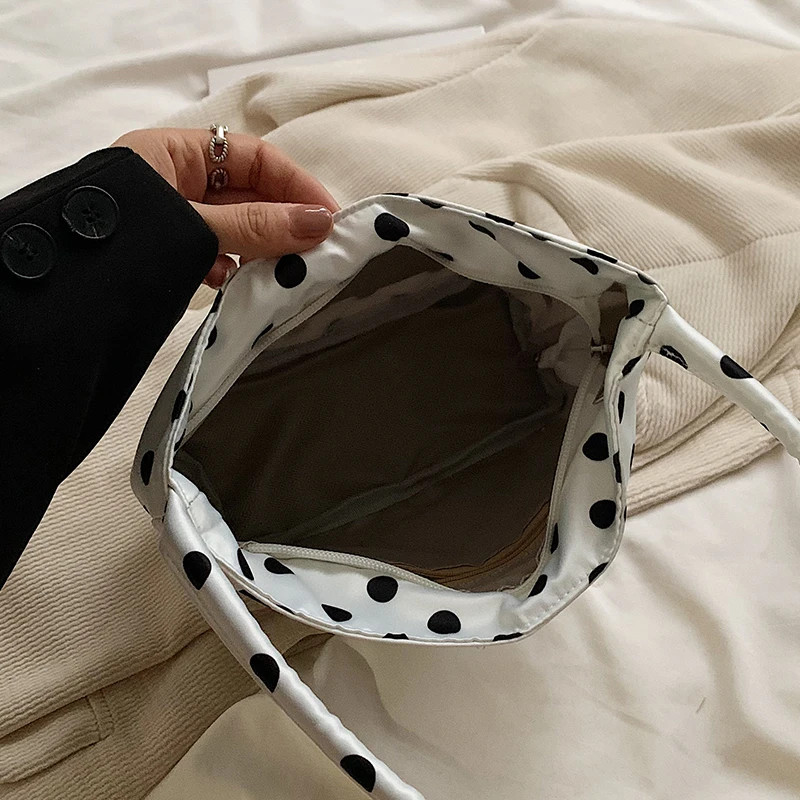 1pcs pure color polka dot shoulder bag fashion armpit bag bucket bag