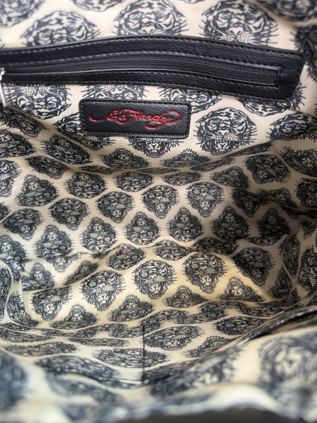 Ed Hardy Studded Tattoo Print Shoulder Bag