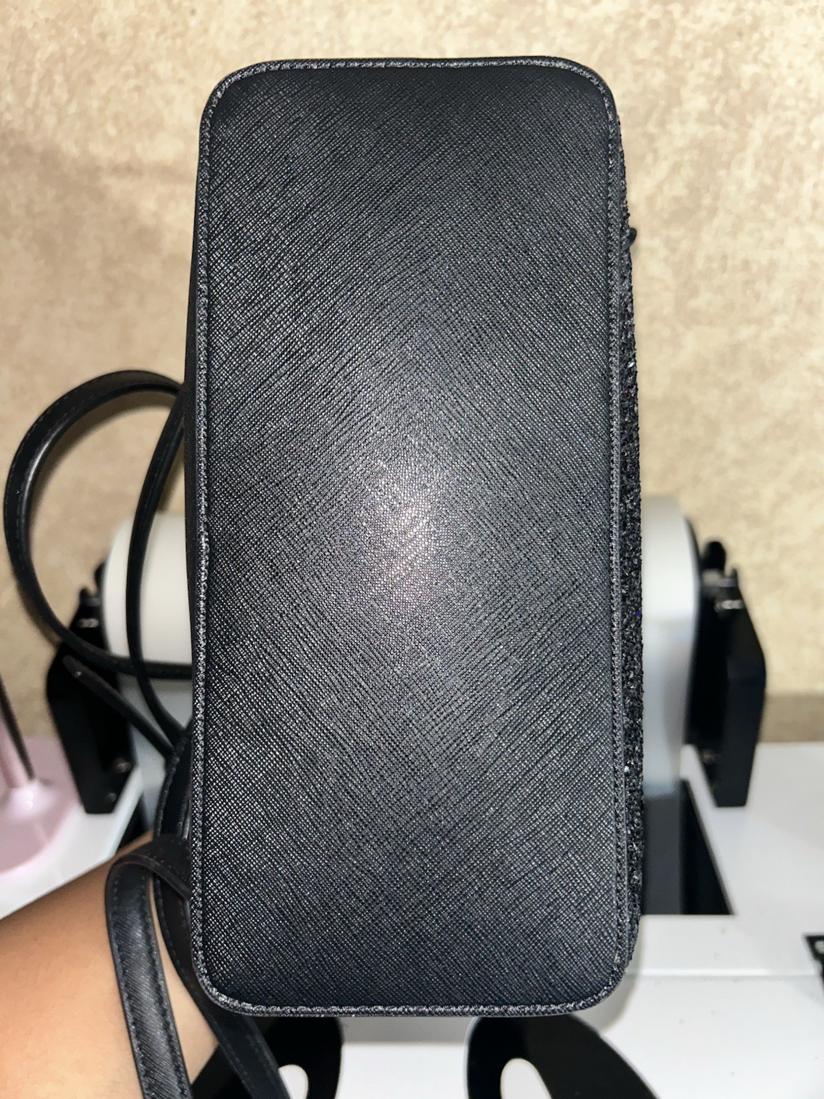 Kate Spade New York Black Glitter Accent Small Mini Backpack Zip Top Handle