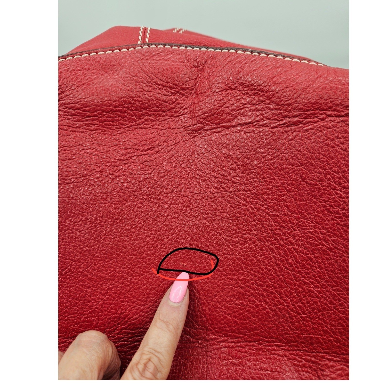 Nordstrom Red Pebbled Leather Hobo Bag Braided Strap Contrast Stitching Slouchy