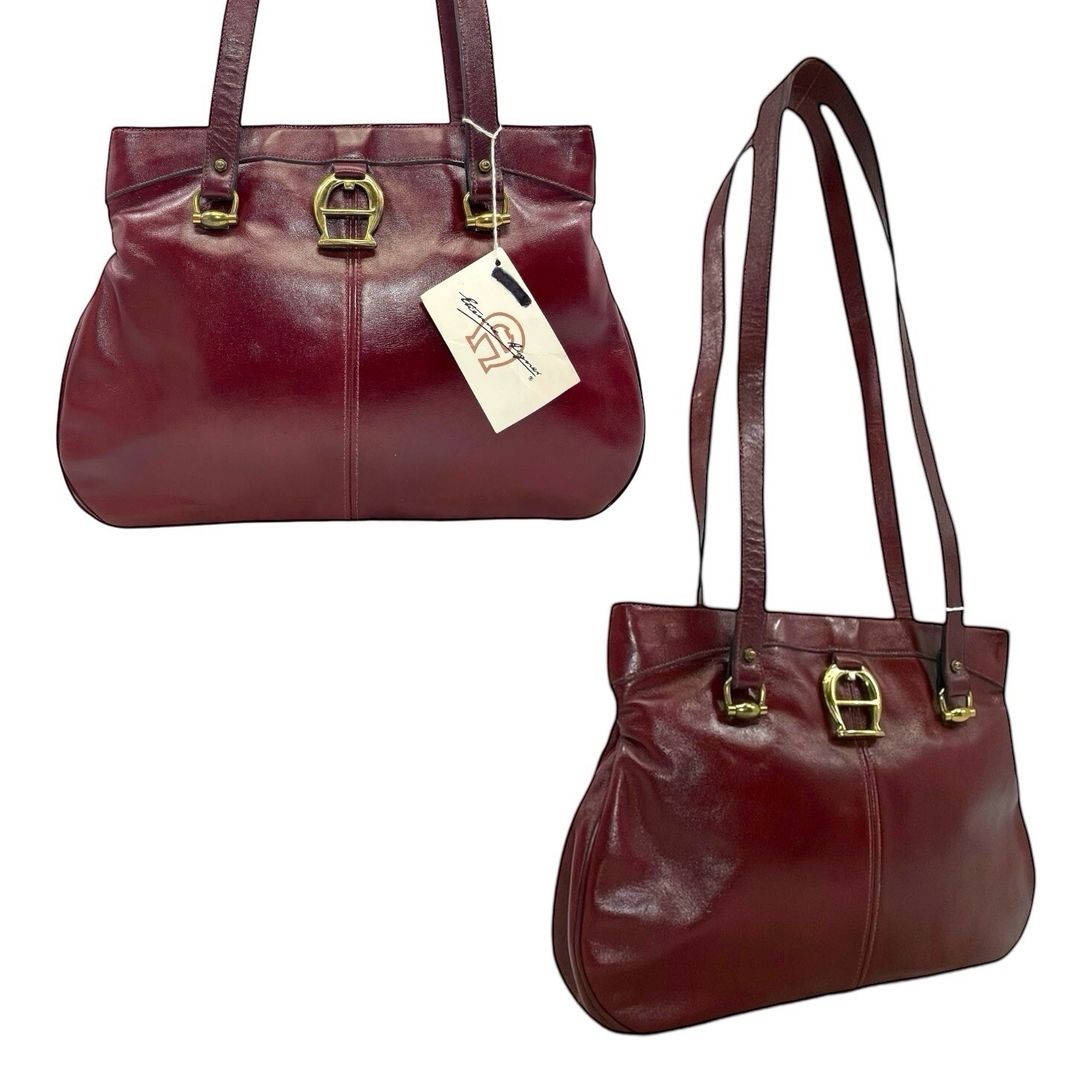 Vintage 60s 70s ETIENNE AIGNER Large Leather Bag Handbag Tote Shoulder Hinge NWT