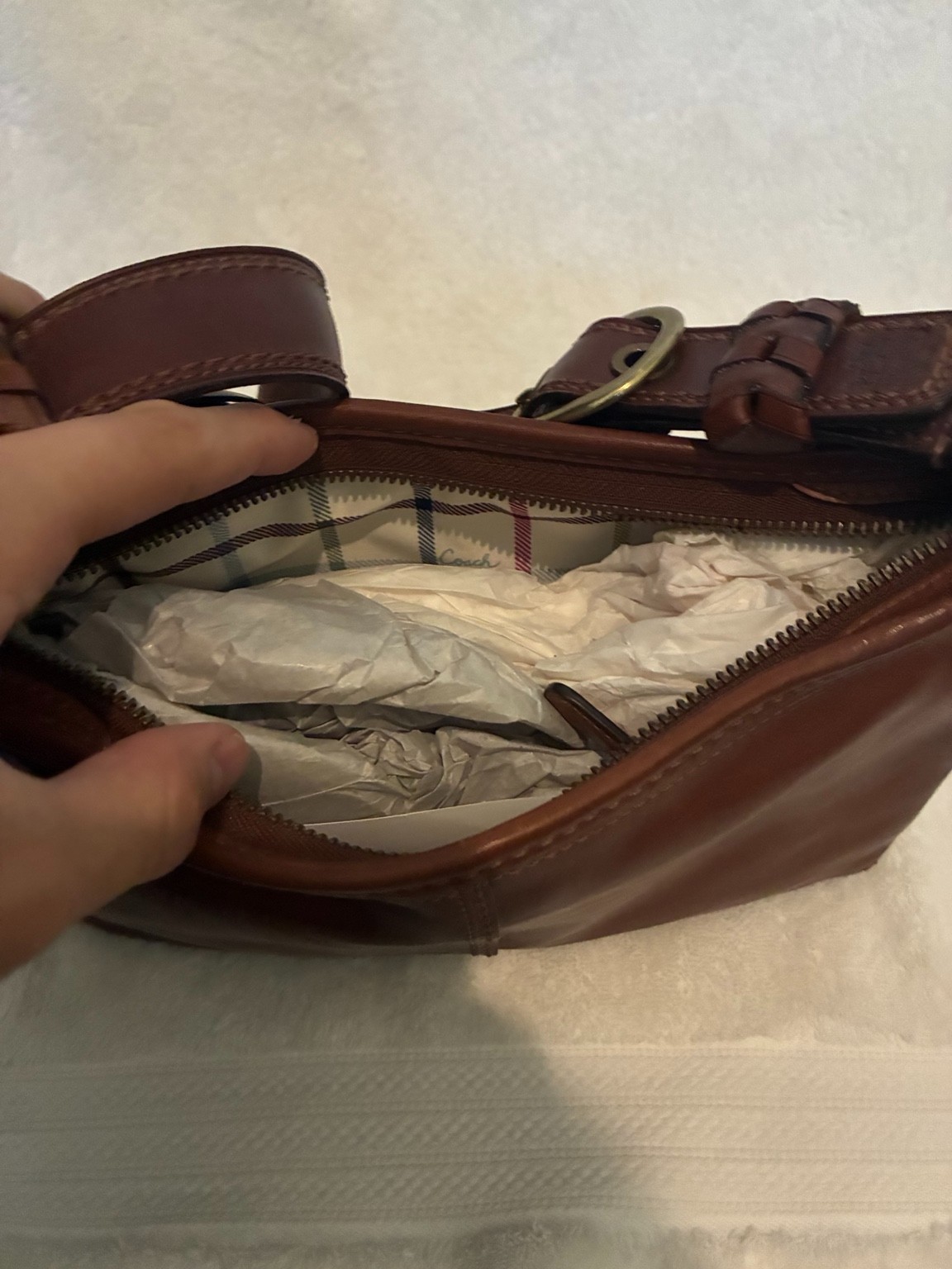Coach 11415 Burnished Leather Brown Shoulder Bag w/ Dust Bag Hangtag