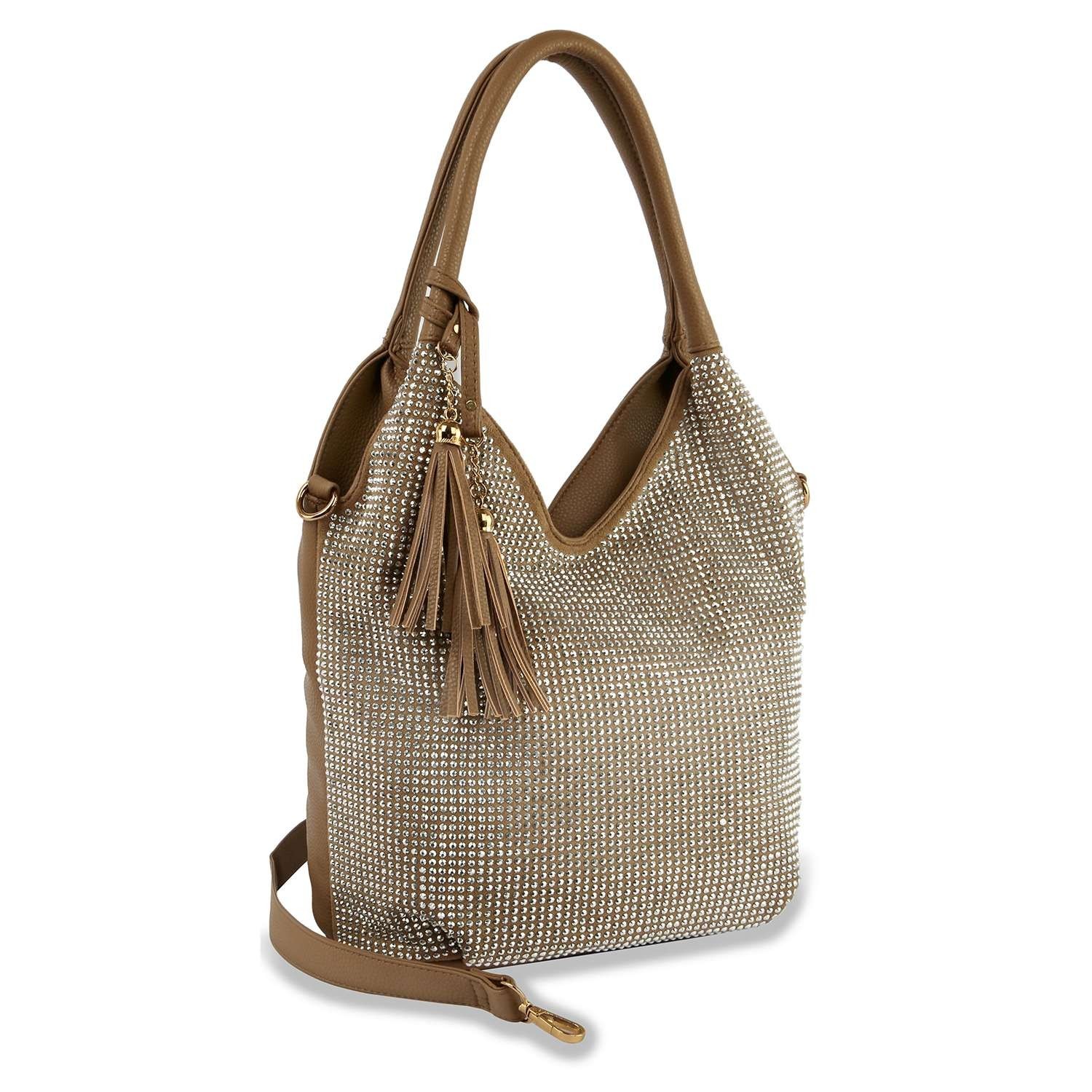 Stunning Sparkling Tall Shoulder Bag Women Rhinestone Crossbody Purse Gold Bling