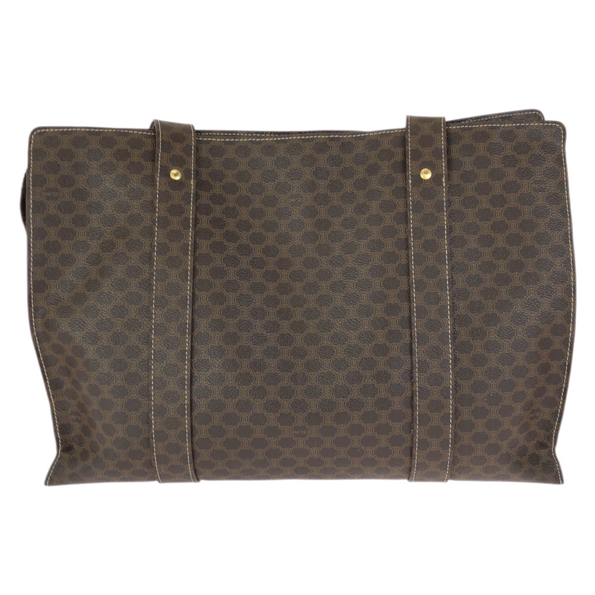 CELINE Macadam MC97/2 Tote Bag Shoulder Bag Dark brown gold hardware PVC