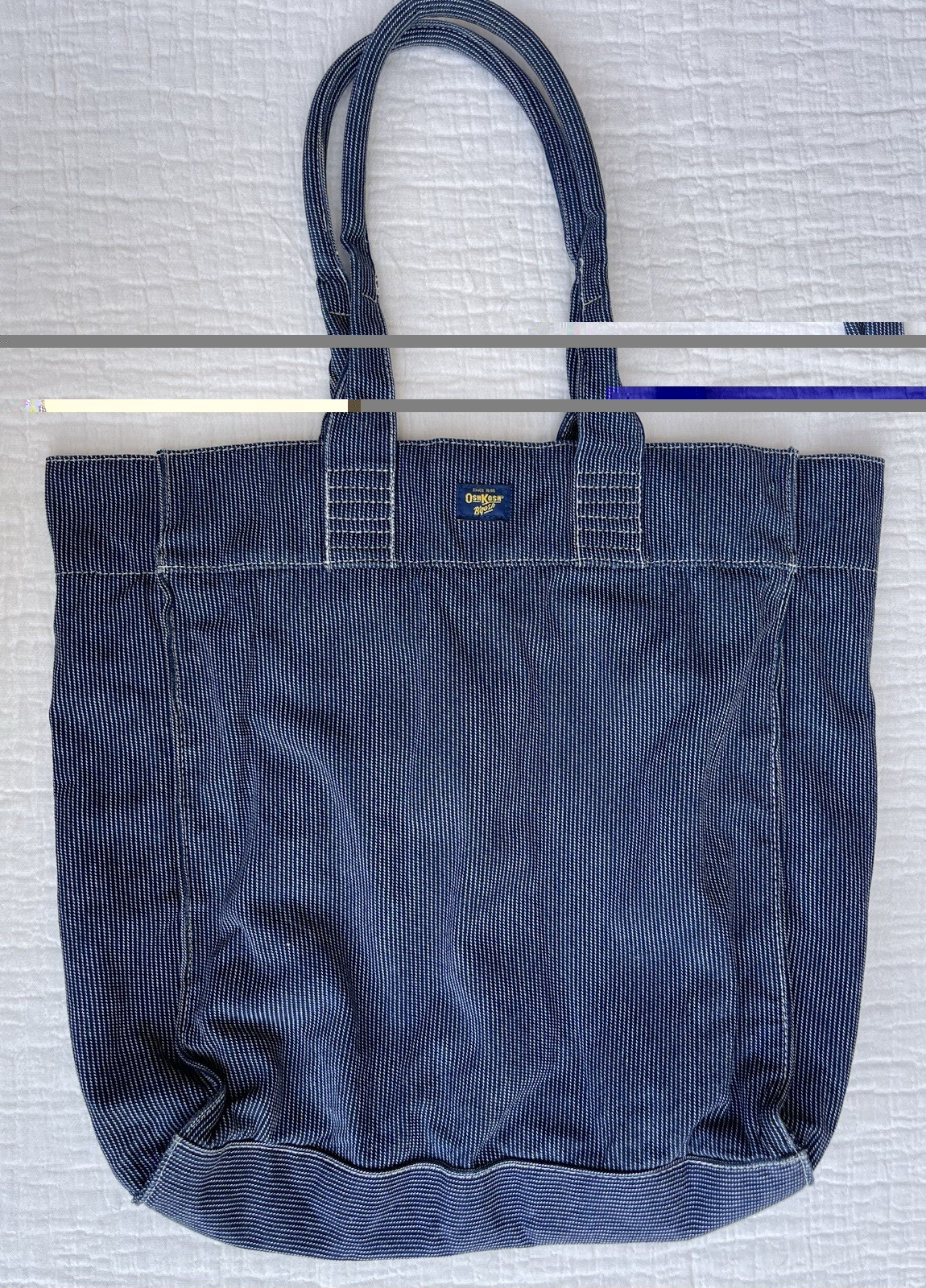 Vintage OshKosh B’gosh Blue Denim Tote Bag Large Cotton Shoulder Shopper USA