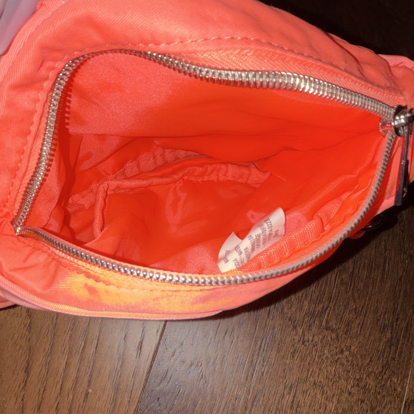 Women’s Orange Small Solid Crossbody Sling Silver Hardware Chain Strap Zip Lined