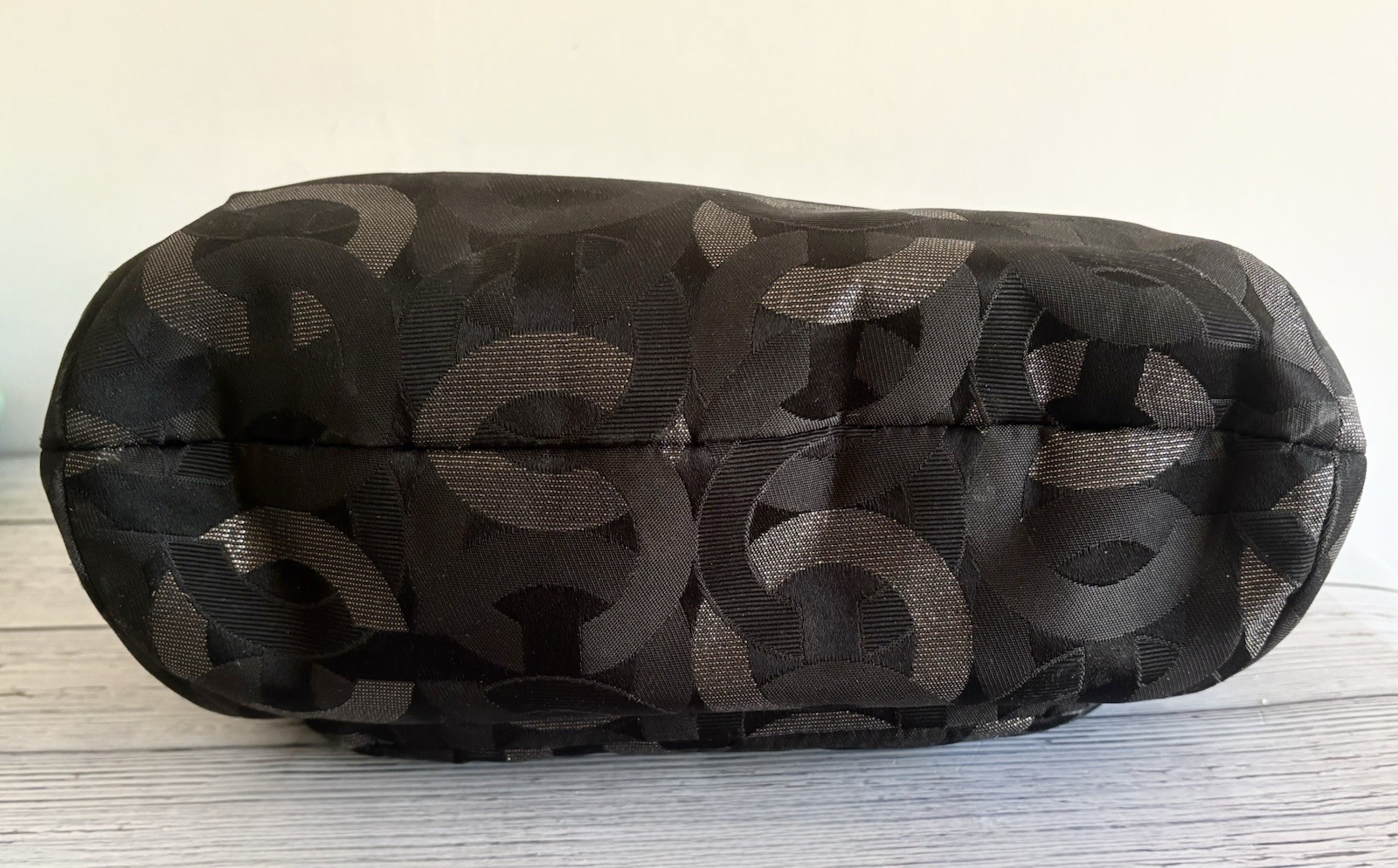 Coach Kristin Op Art Pushlock Hobo Bag E18295 Black Gray W/ Shoulder Strap