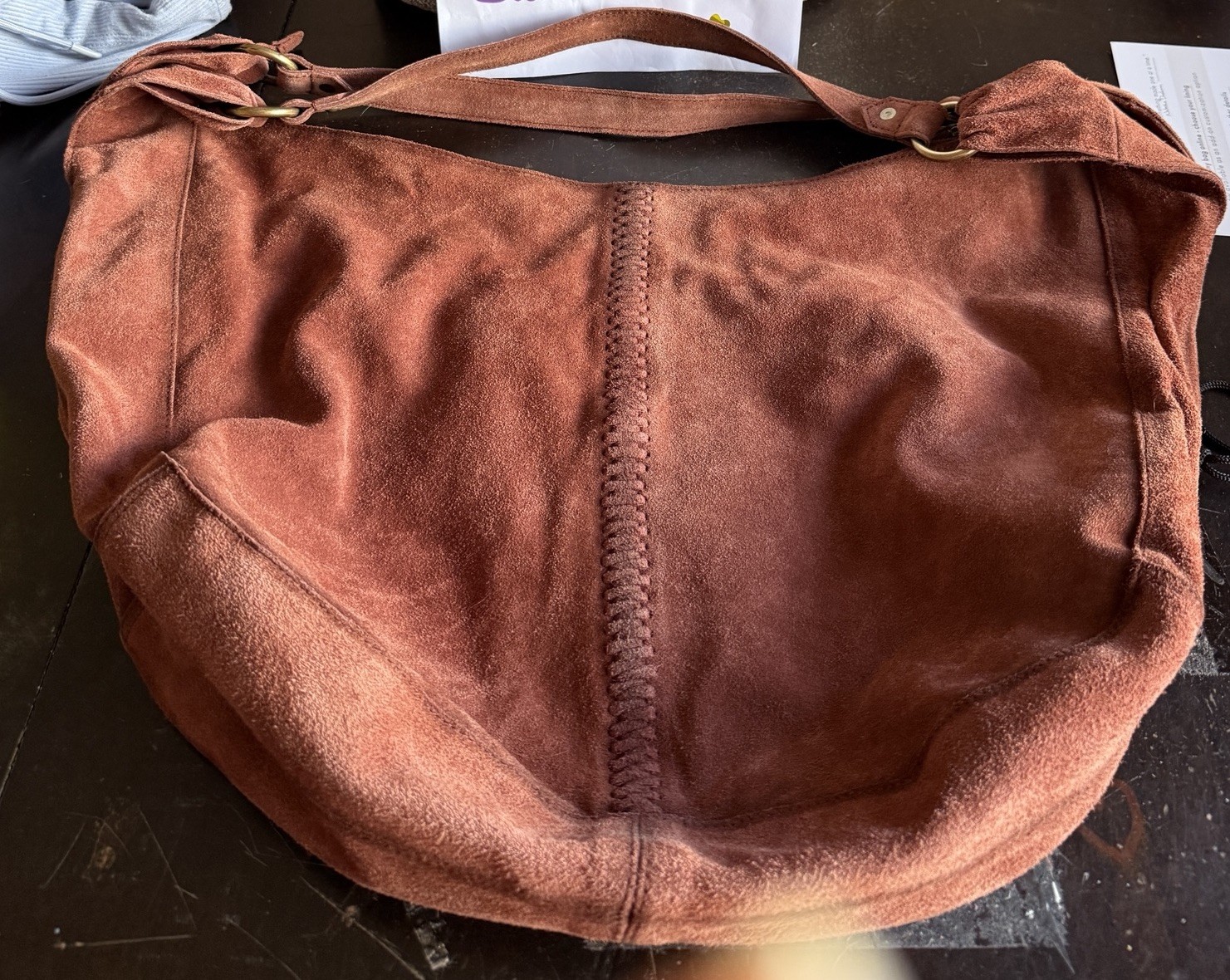 Free People Roma Rust Suede Hobo Tote