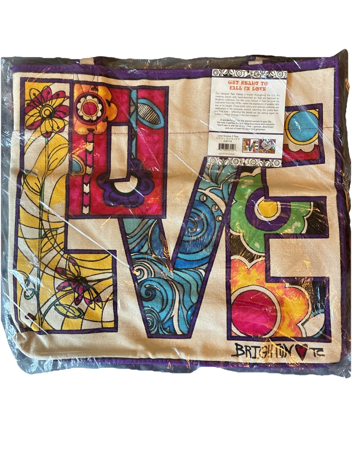 BRIGHTON Love Groove II Canvas Tote Bag Collectible NEW Tom Clancy
