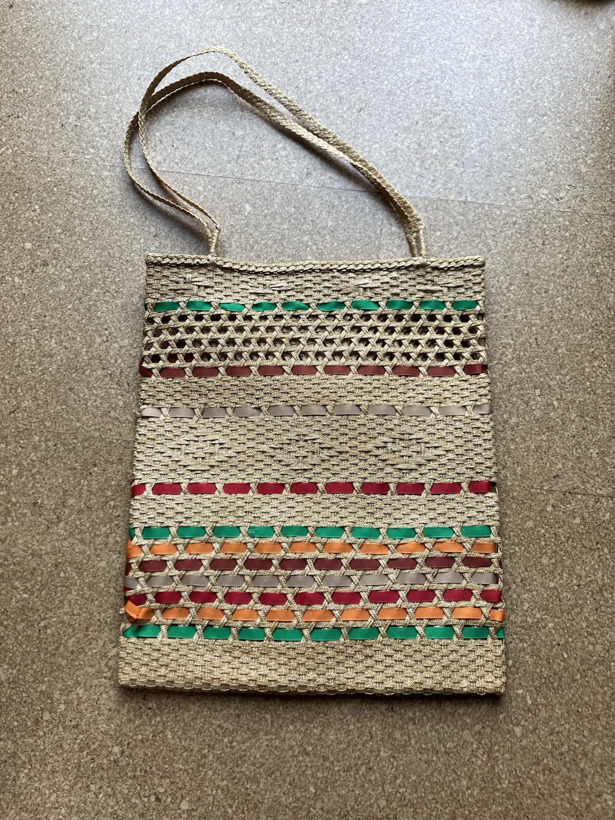 Straw Ribbon Tote Purse (16 X 13 Inches) Beach Resort Festival Boho Summer