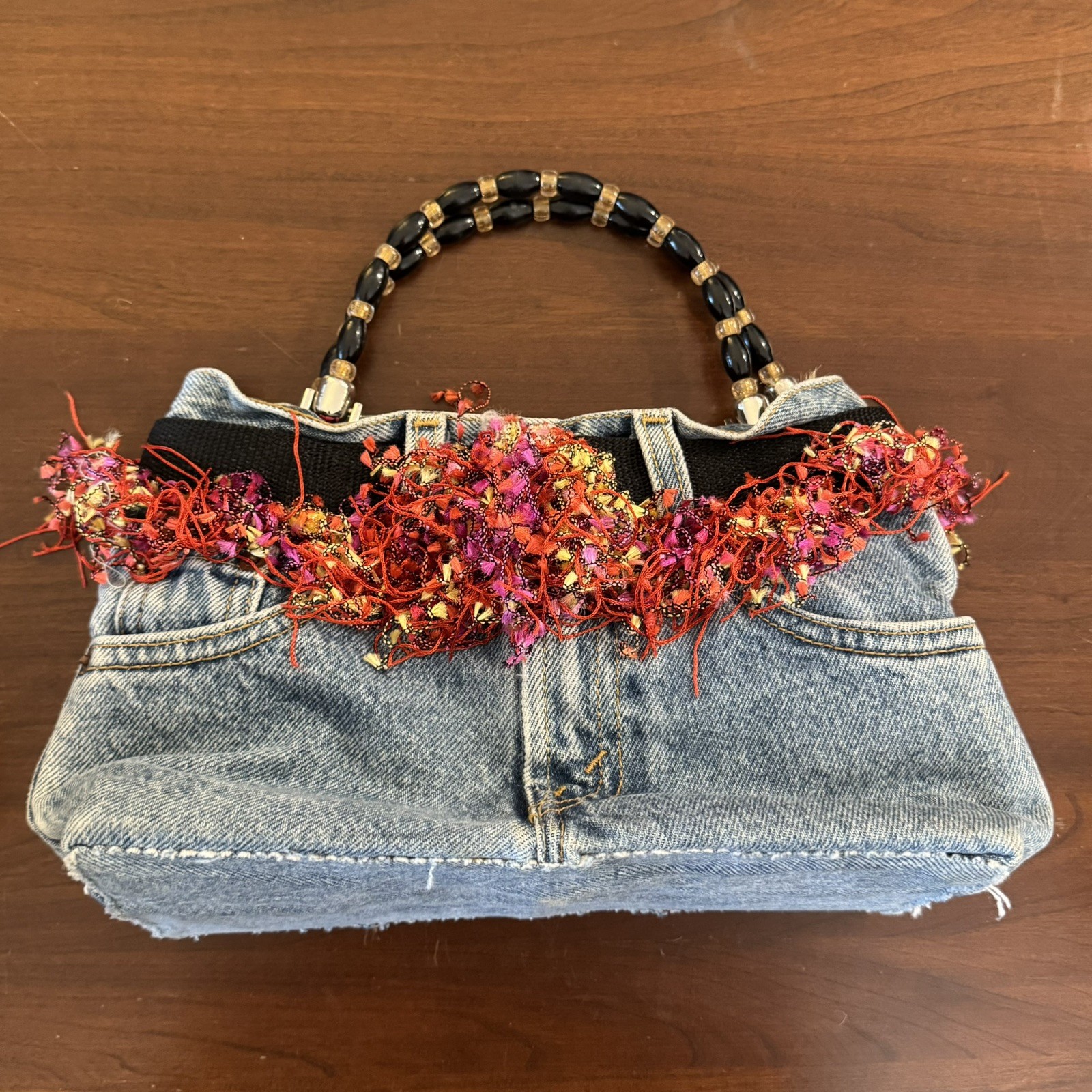 Blue Jean Purse Bag Upcycled Denim Handmade Flamingo Levi’s Y2K