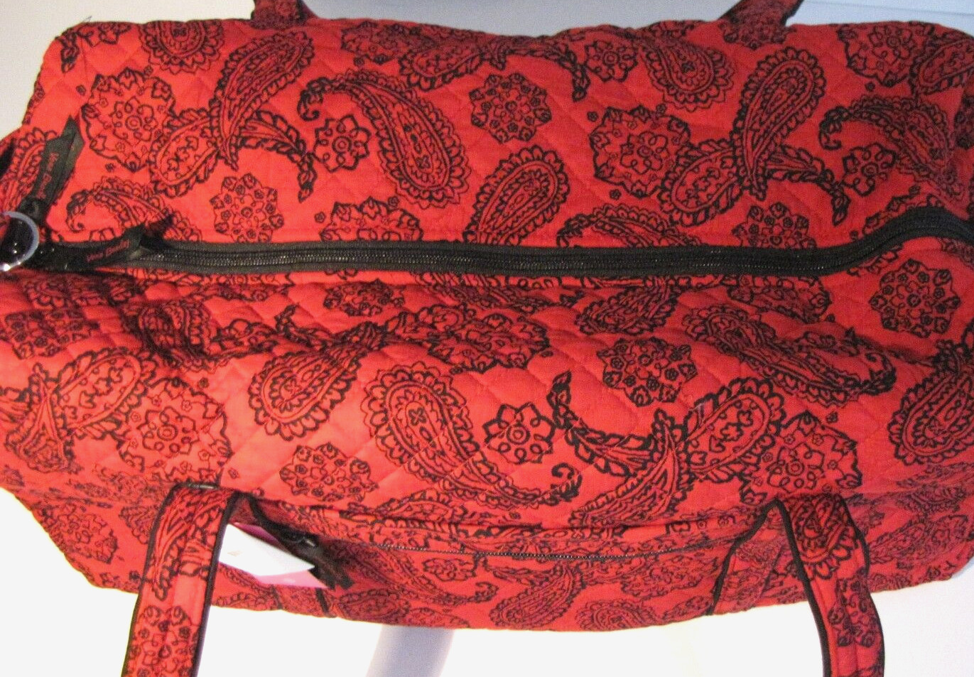 Vera Bradley Iconic Large Travel Duffel Bag Red Black Bandana Print New