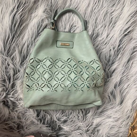 Coco + Carmen Beautiful Laser Cut Mint Shoulder Bag Size M