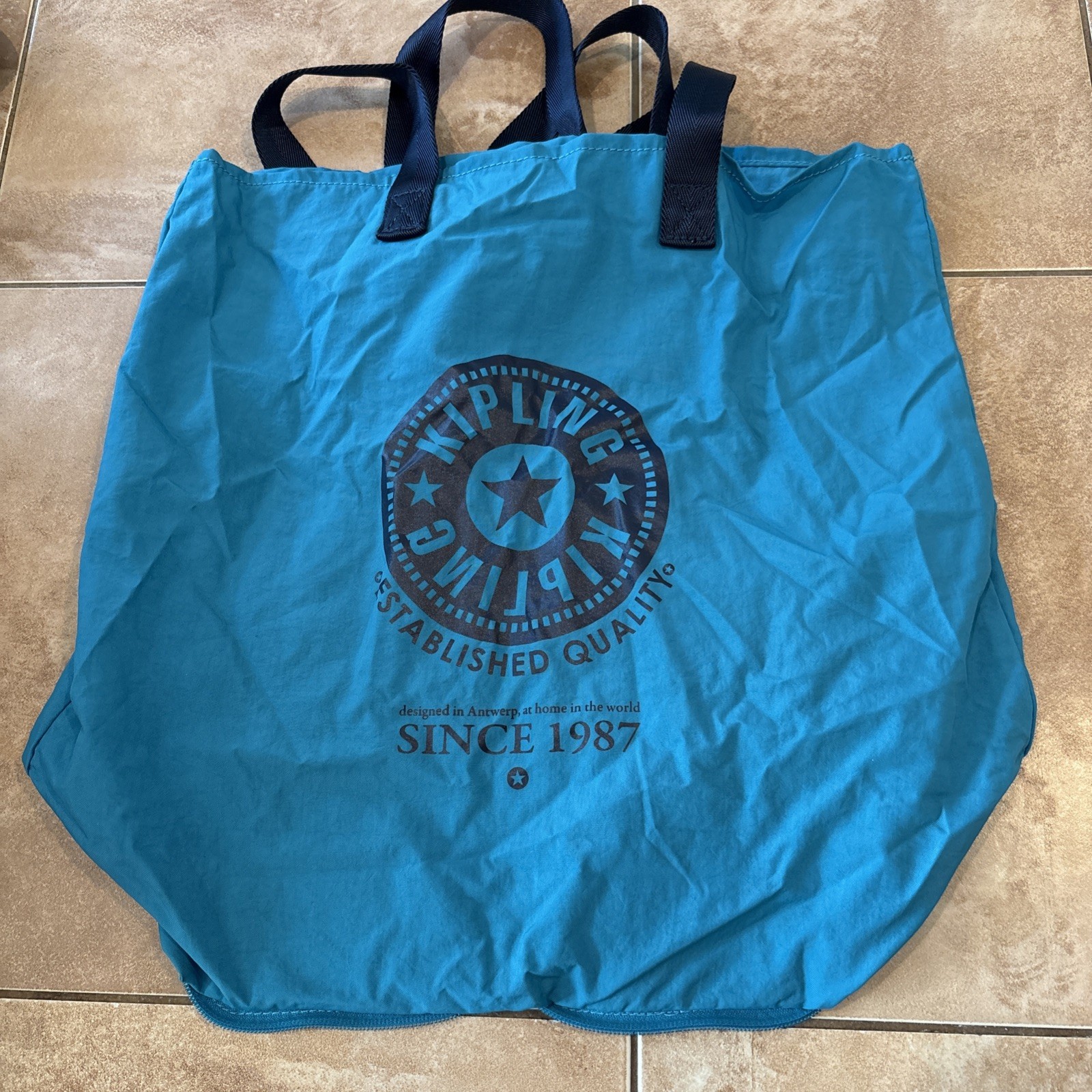 Kipling Hip Hurray Packable Tote Bag Sea Green Blue Reusable Eco-Friendly