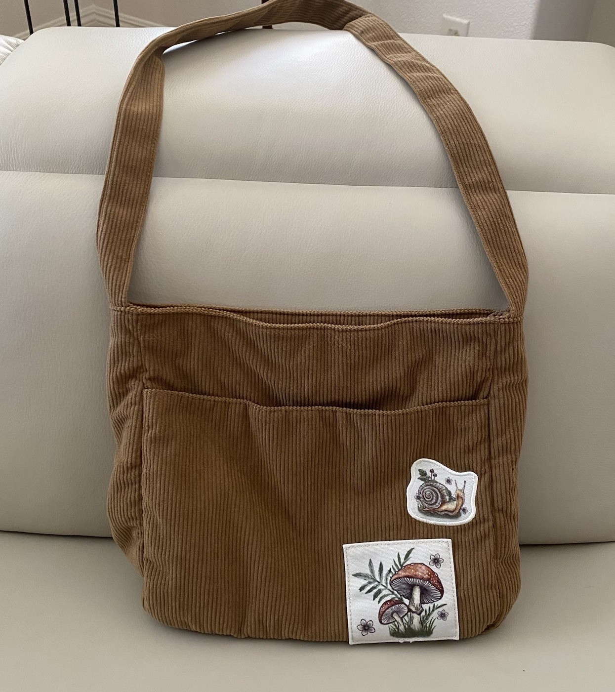 Thorn & Fable Hot Topic Corduroy Crossbody Bag Snail Mushroom Cottagecore