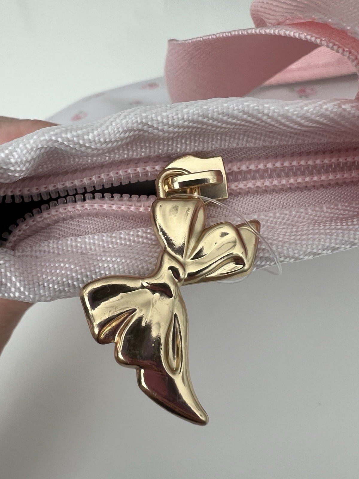 LoveShackFancy x Yoobi Floral Zip Tote Lunch Bag Bow Charm Gold Hardware Pink