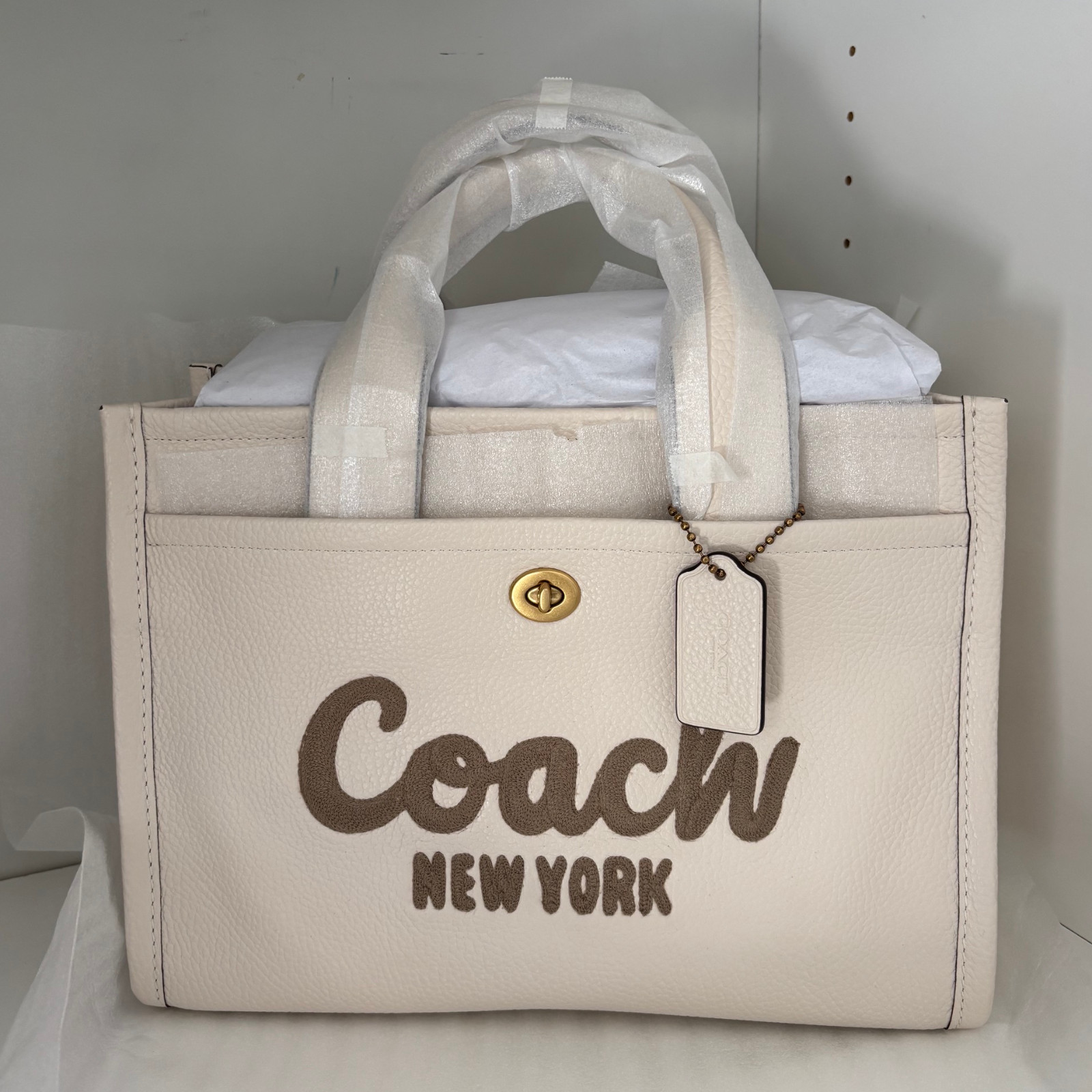 NWT Coach CAM75 Cargo Tote Shoulder Crossbody Bag in Chalk Leather NWT