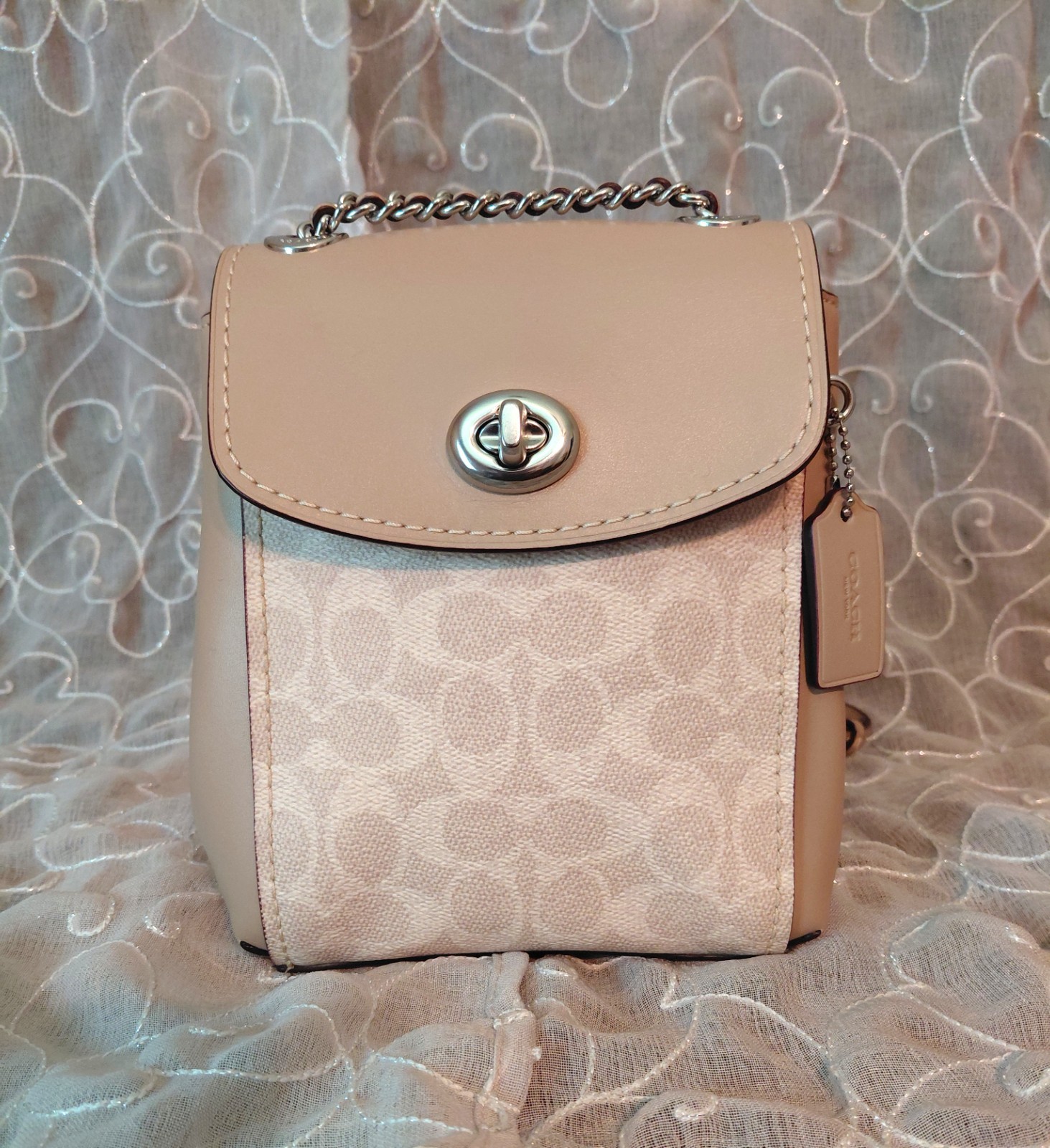 Coach 2019 Parker Signature Beige Convertible Mini Backpack