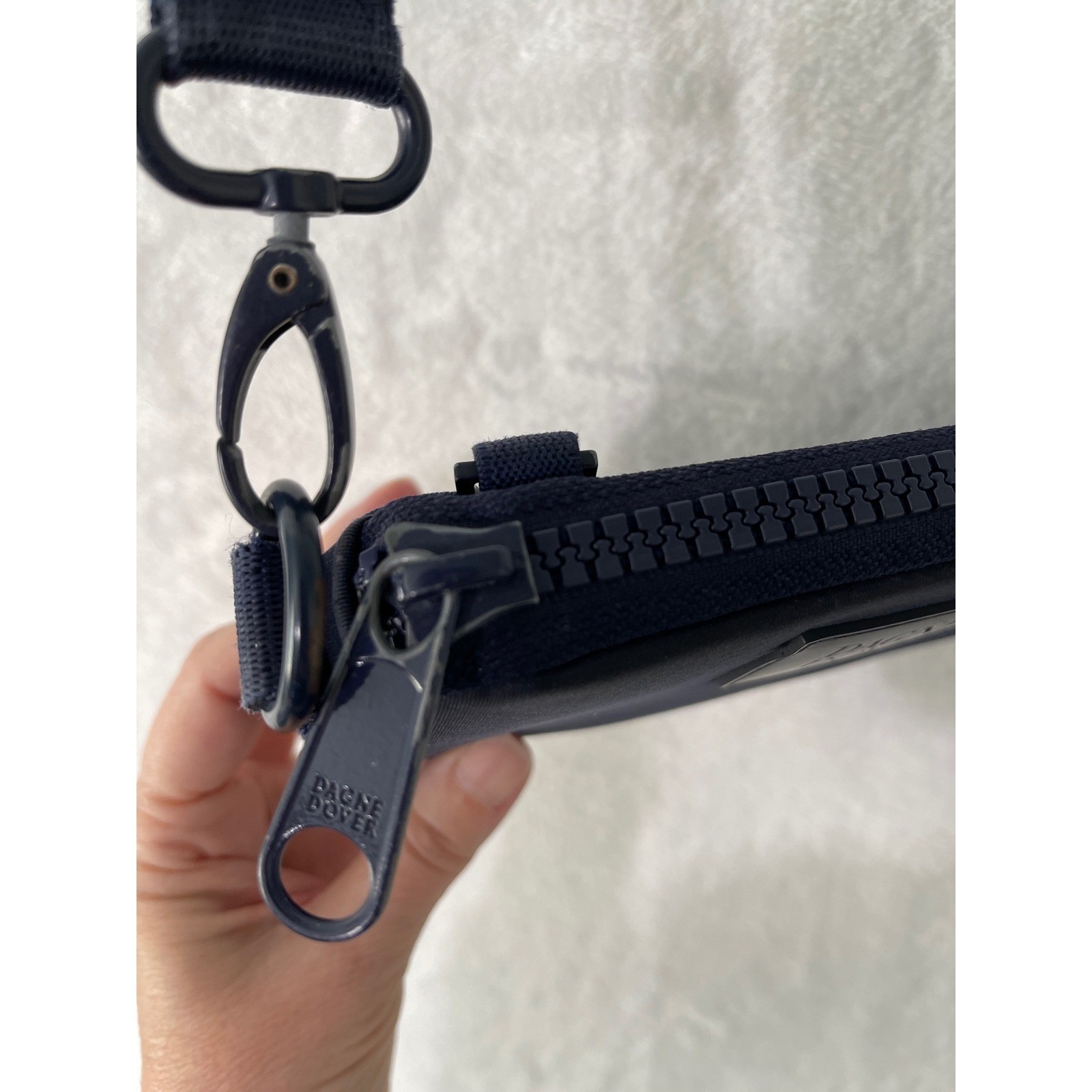 Dagne Dover Mara Phone Crossbody Bag Navy Vegan Recycled Nylon Adjustable Strap